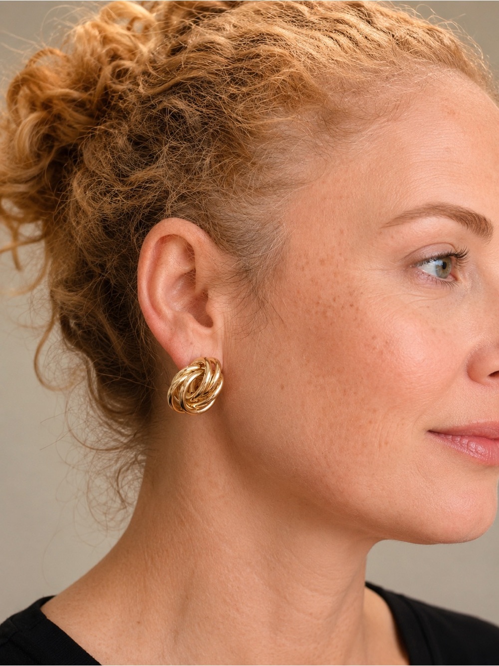 18k Gold Plated Bold Gold Knocker Style Mod Knot earrings